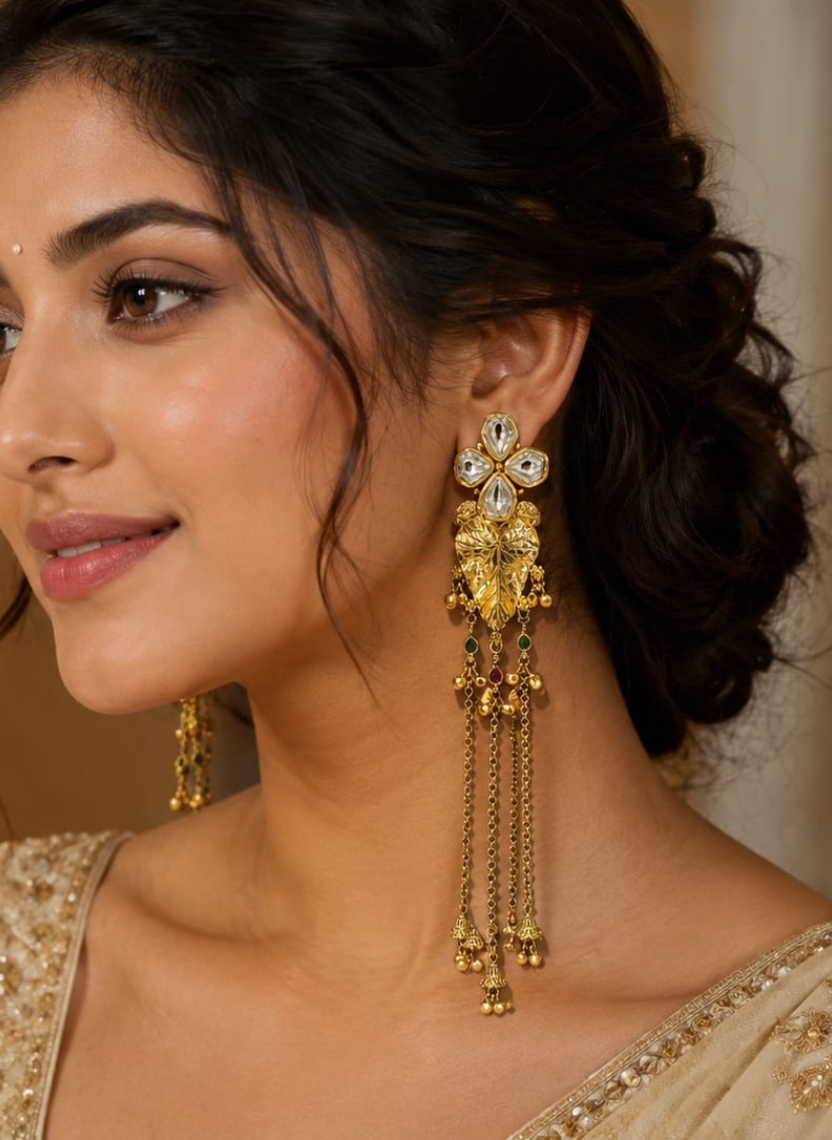 Floral Tassel Kashmiri Earring