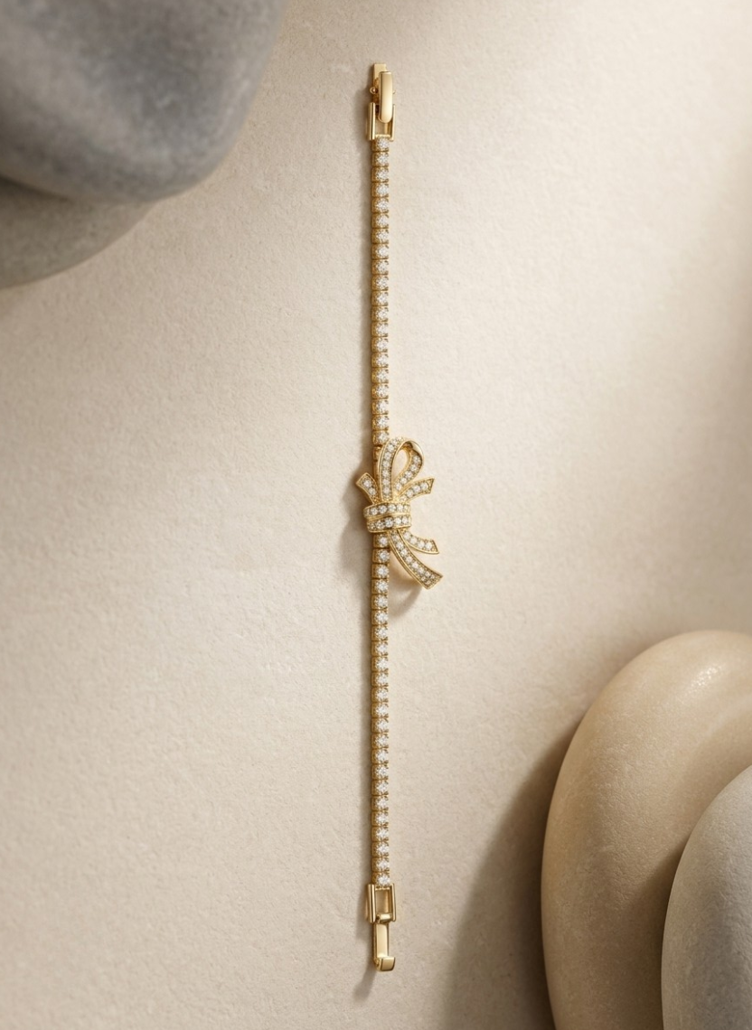 Gold Bow Tennis Bracelet