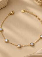 Gold Crystal Bezel Chain Bracelet
