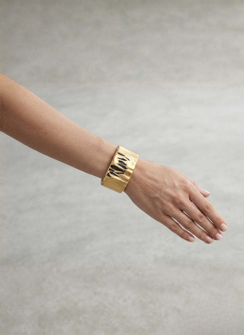 Gold Textured Cuff Kada