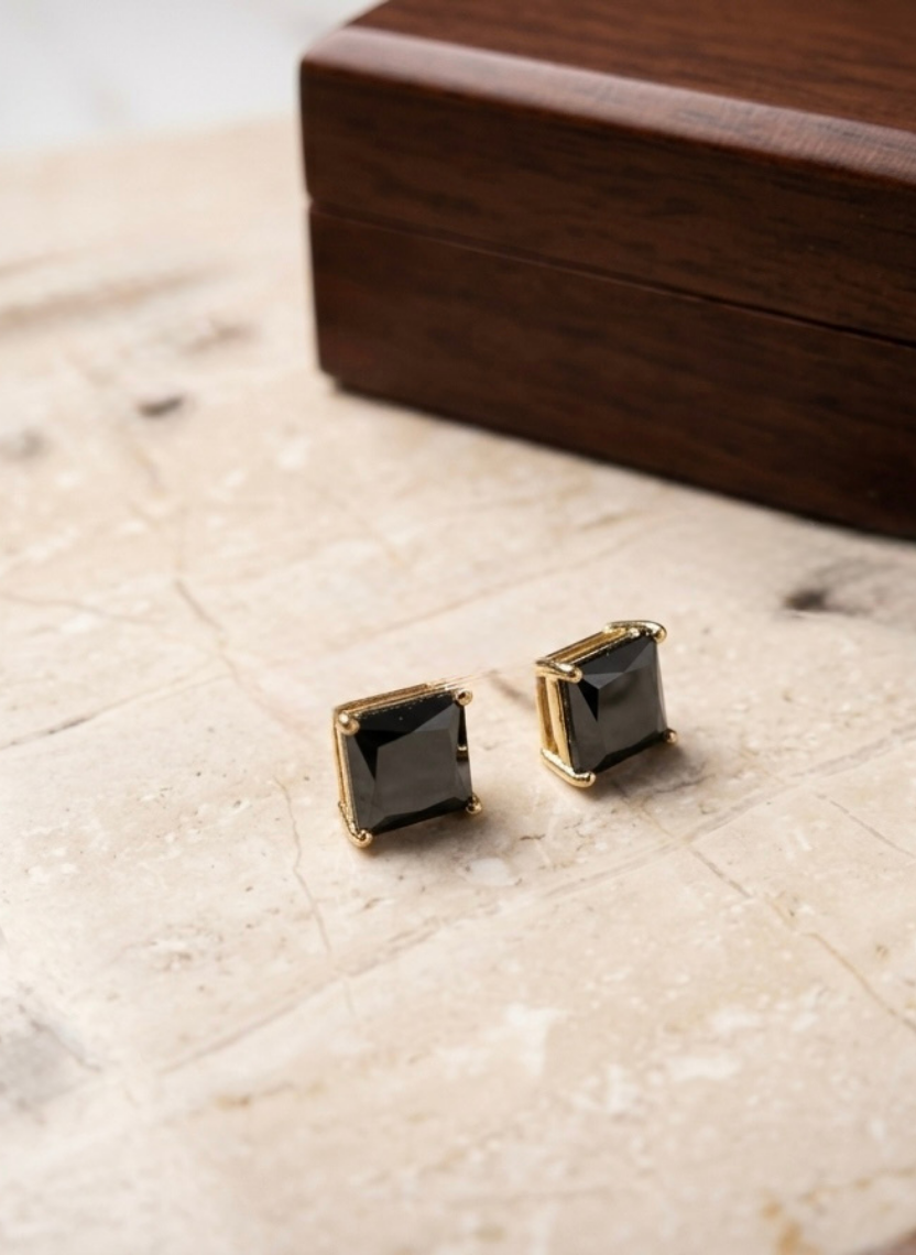 Obsidian Dot Earring Men’s Earring