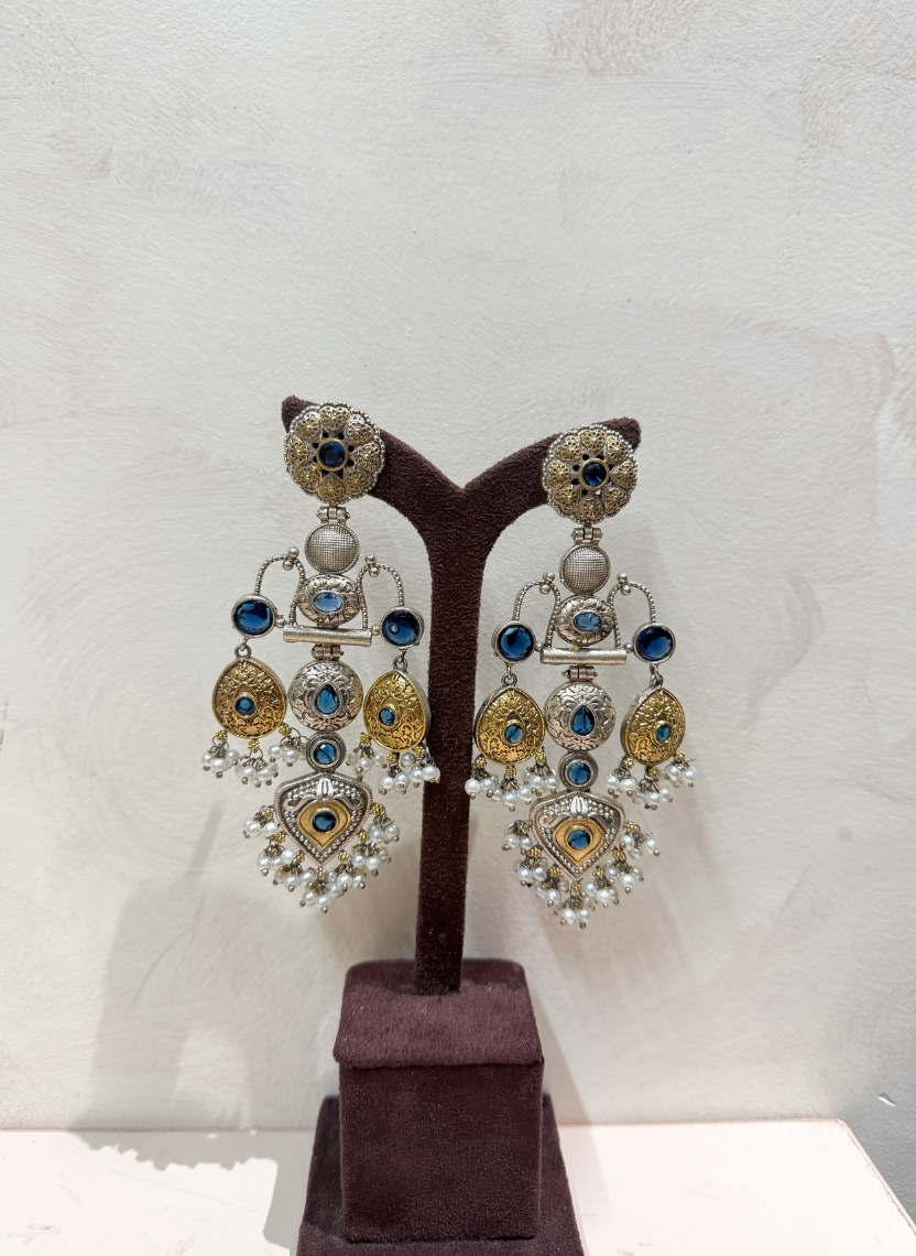 Royal Blue German Silver Earring