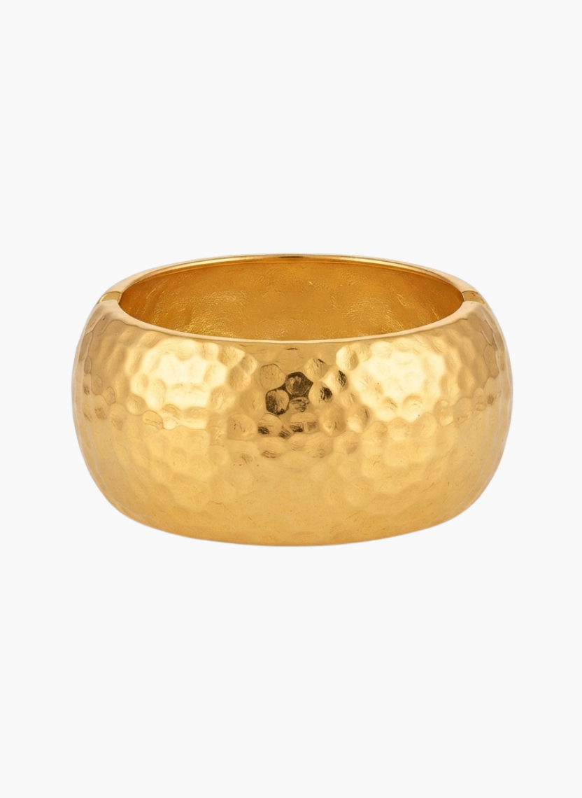 Gold Hammered Cuff Kada