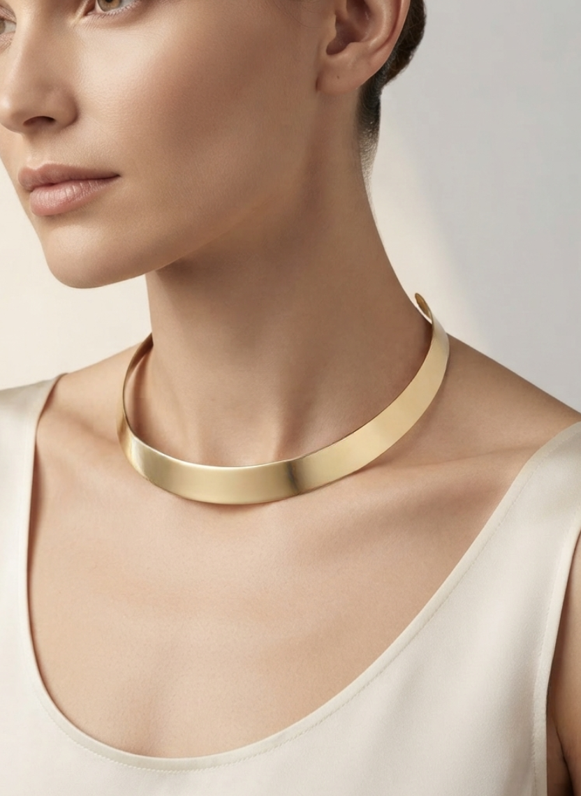 Gold Flat Choker Necklace