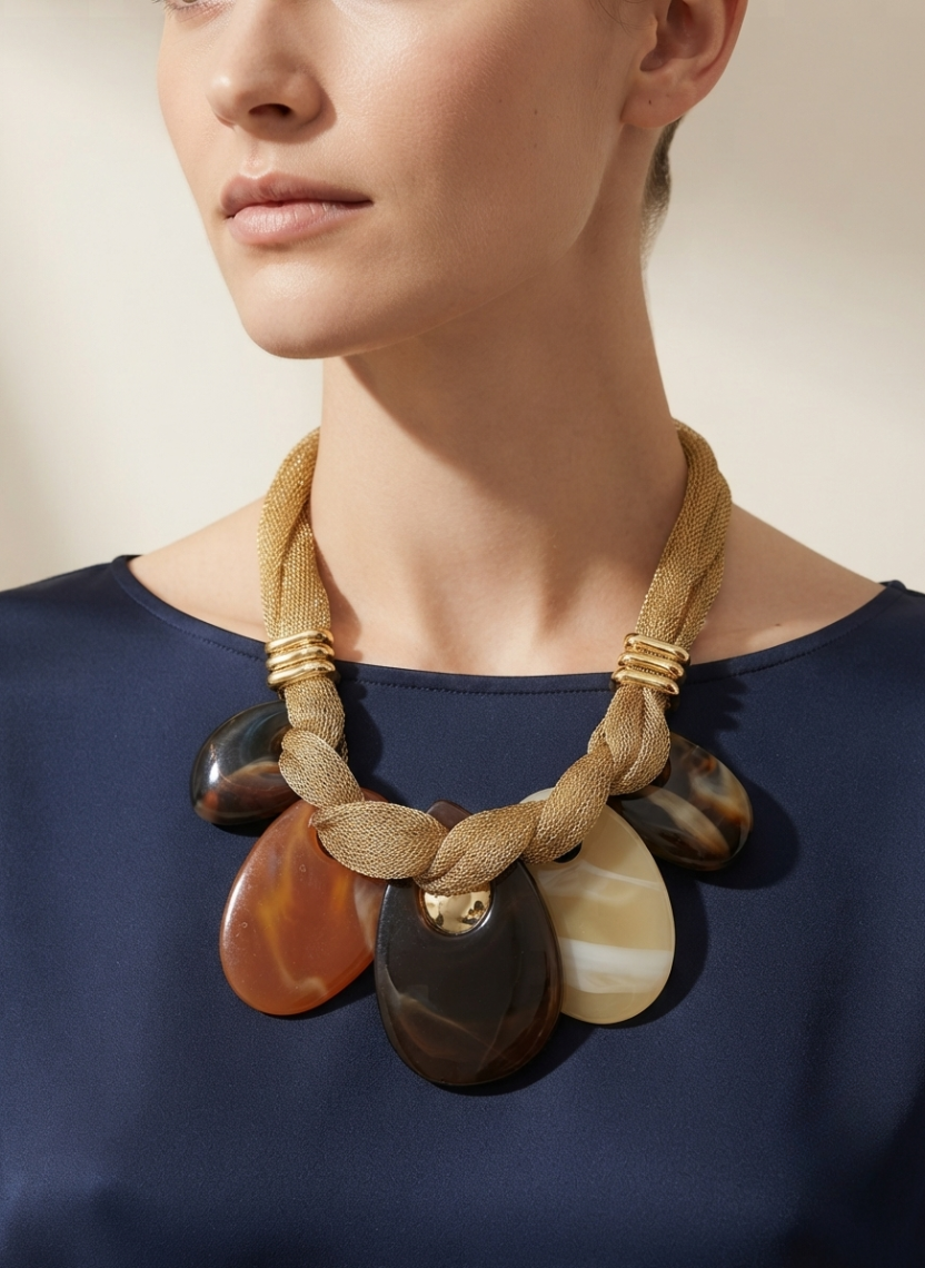 Chic Amber Resin Necklace