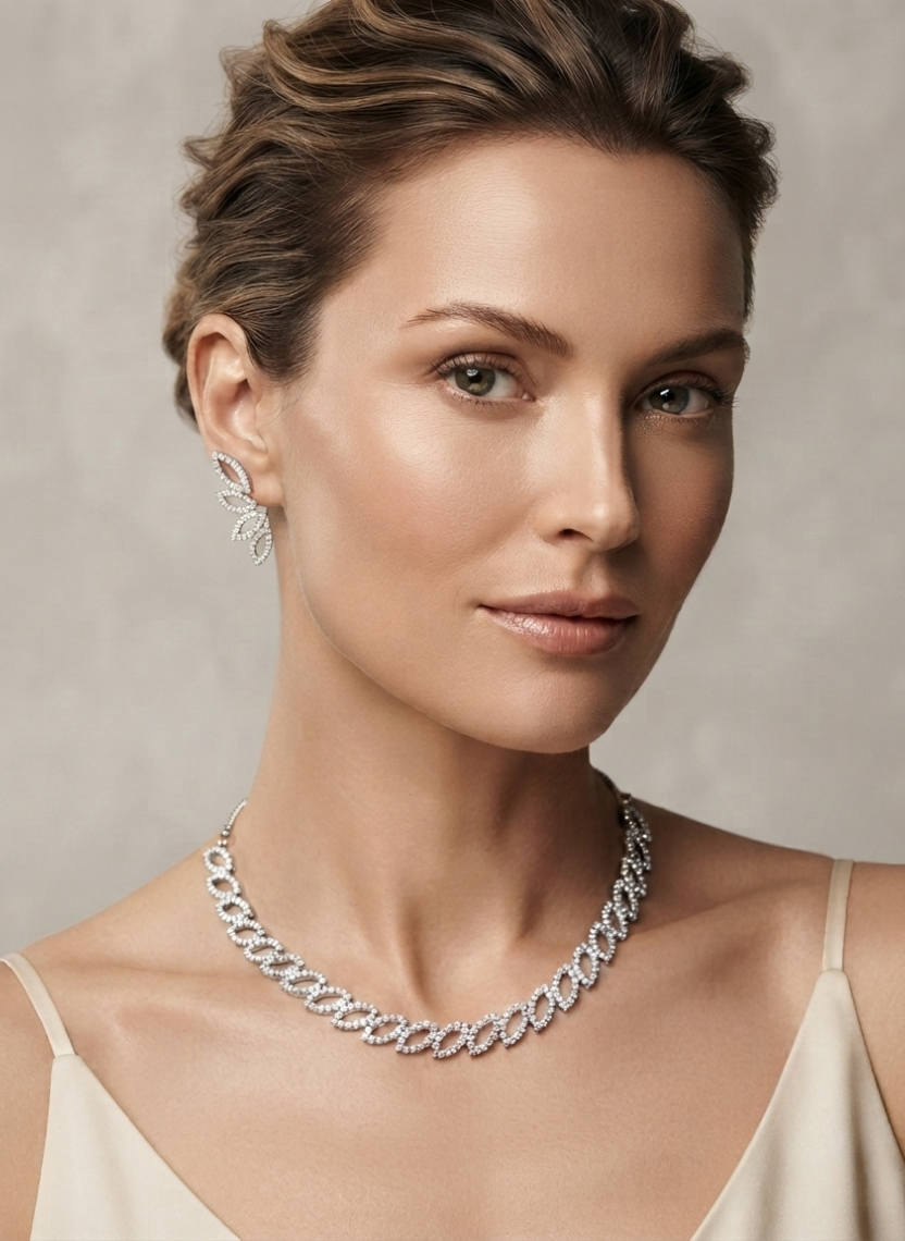 Crystal Leaf Jewelry Set