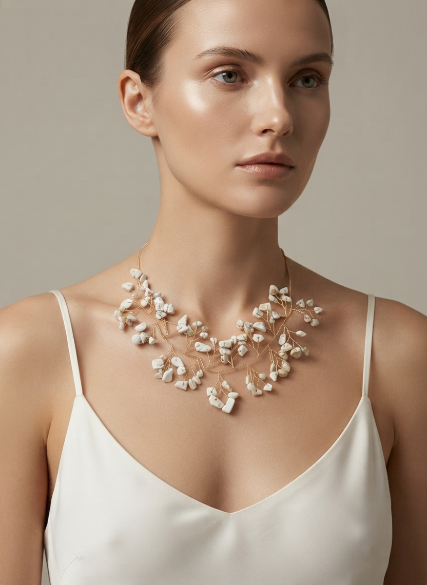 White Raw Stone Necklace