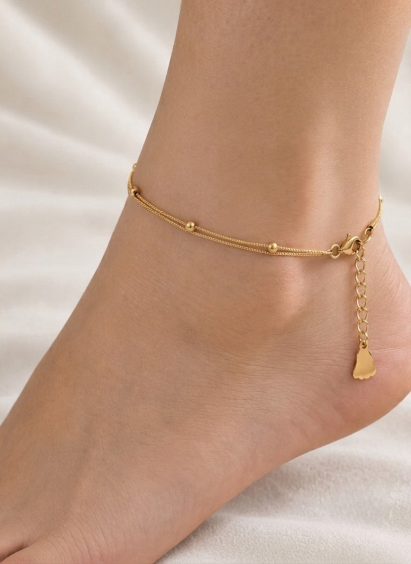 Gold Layered Bead Anklet