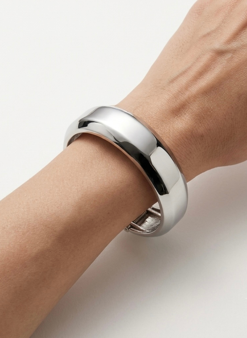 Silver Hinged Chunky Kada