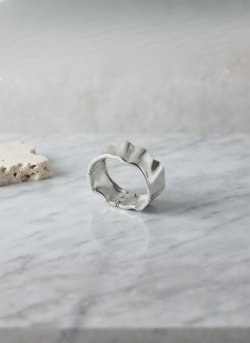 Wavy Silver Cuff Kada