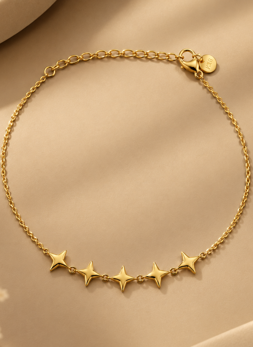 Gold Star Charm Anklet