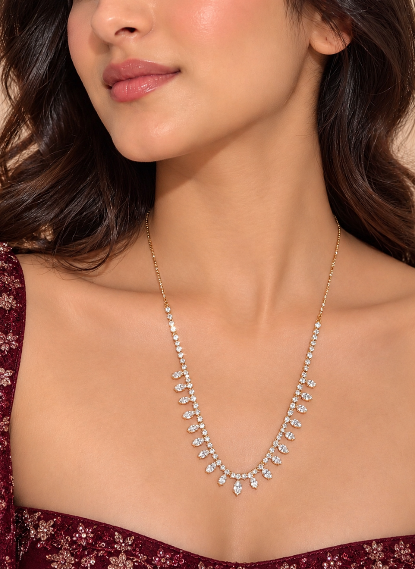 Marquise Crystal Fringe Necklace