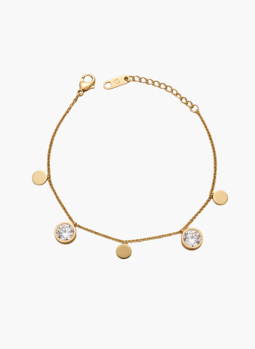 Gold Crystal Disc Anklet