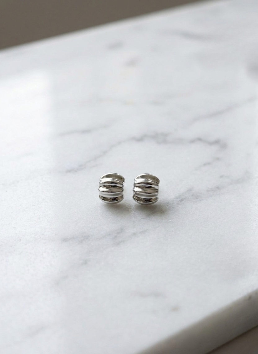 Silver Wave Stud Earrings