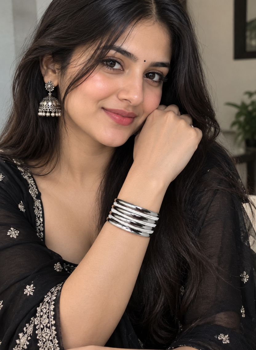 Silver Tiered Ribbed Kada