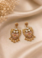 Kashmiri Royal Pink Peacock Earrings