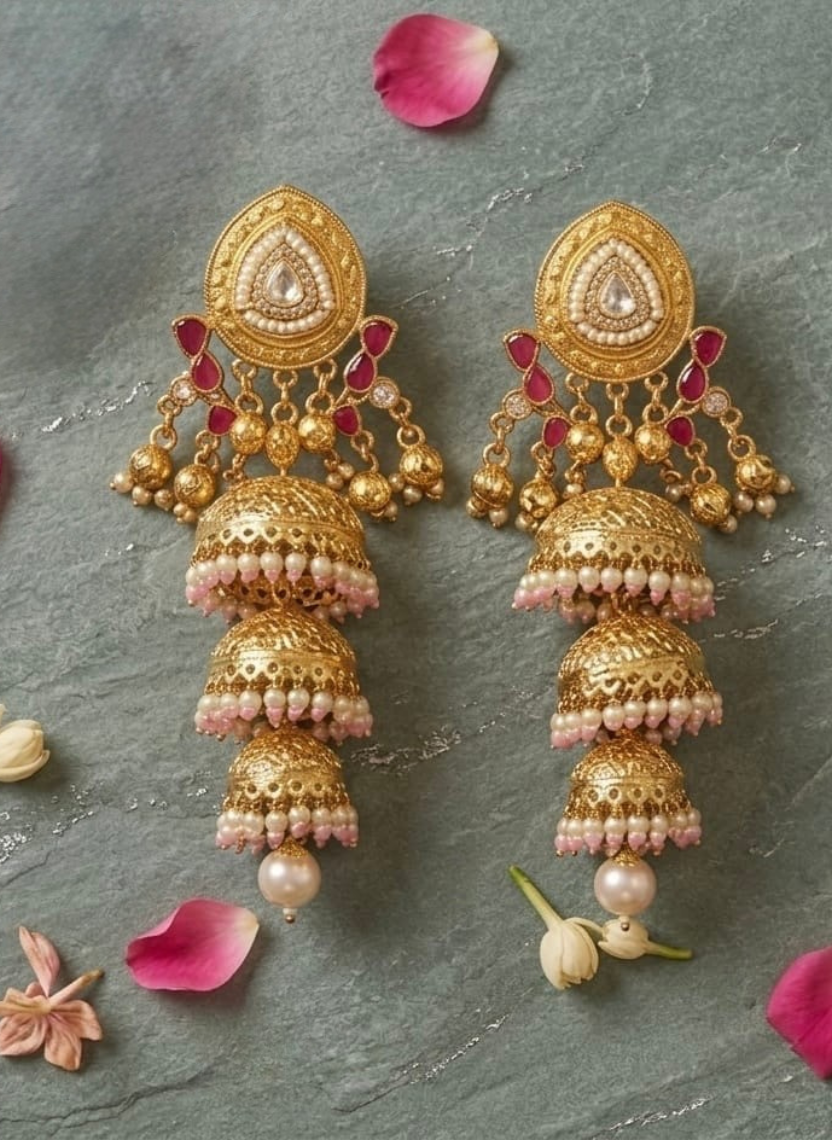 Golden Trio Kashmiri Earring