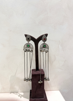 Dual Stone German Silver Earring