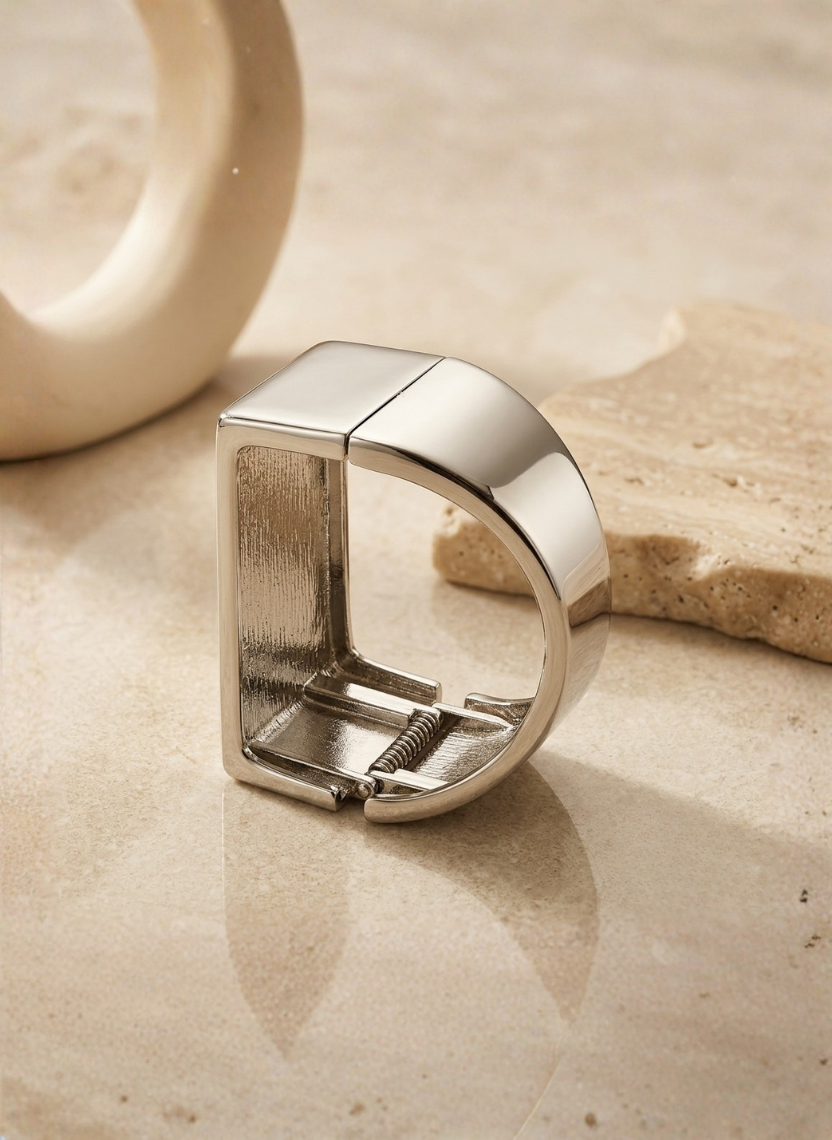 Silver D Shaped Kada