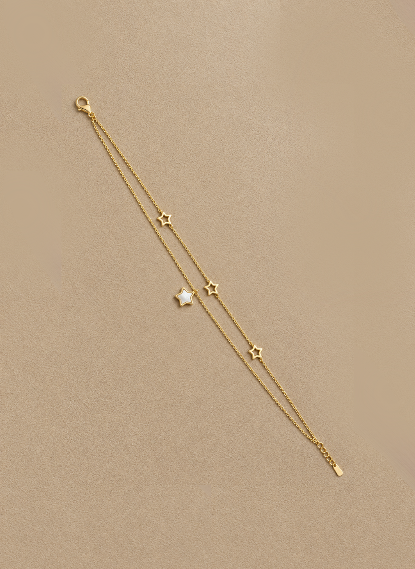 Gold Star Layered Anklet
