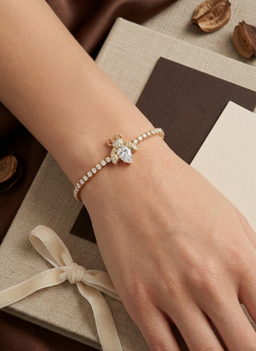 Gold Bee Tennis Bracelet