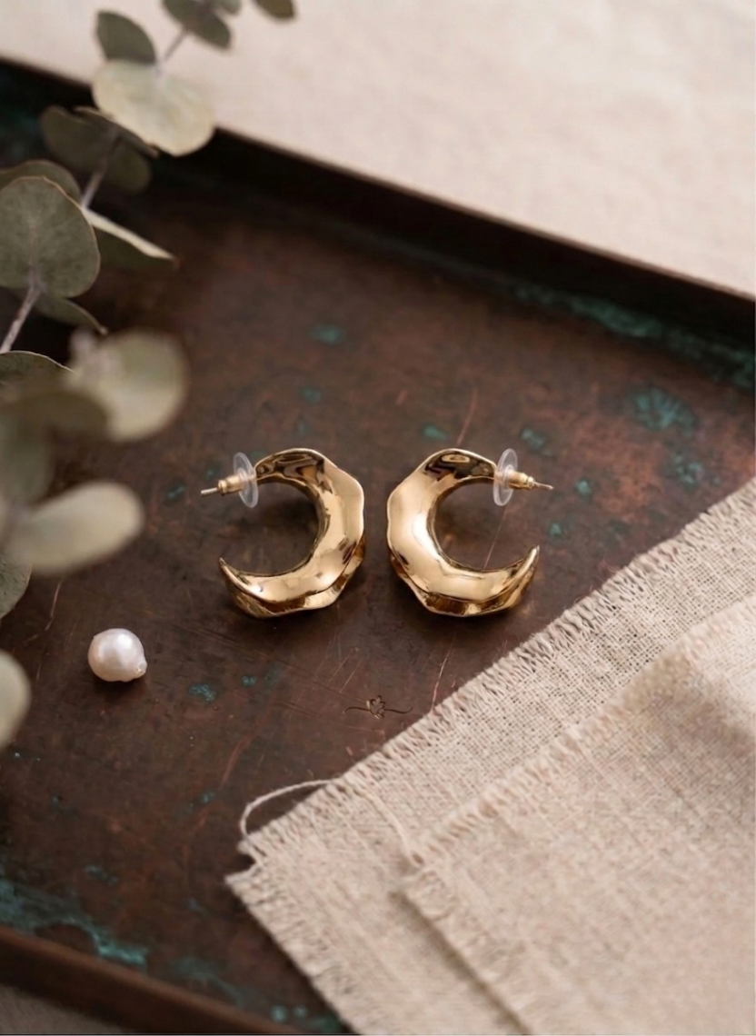 Golden Curved Earrings