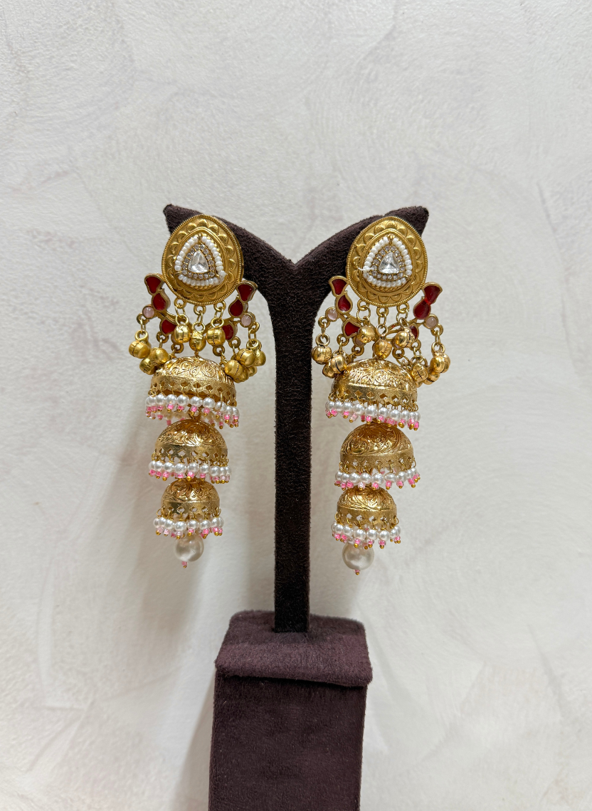 Golden Trio Kashmiri Earring