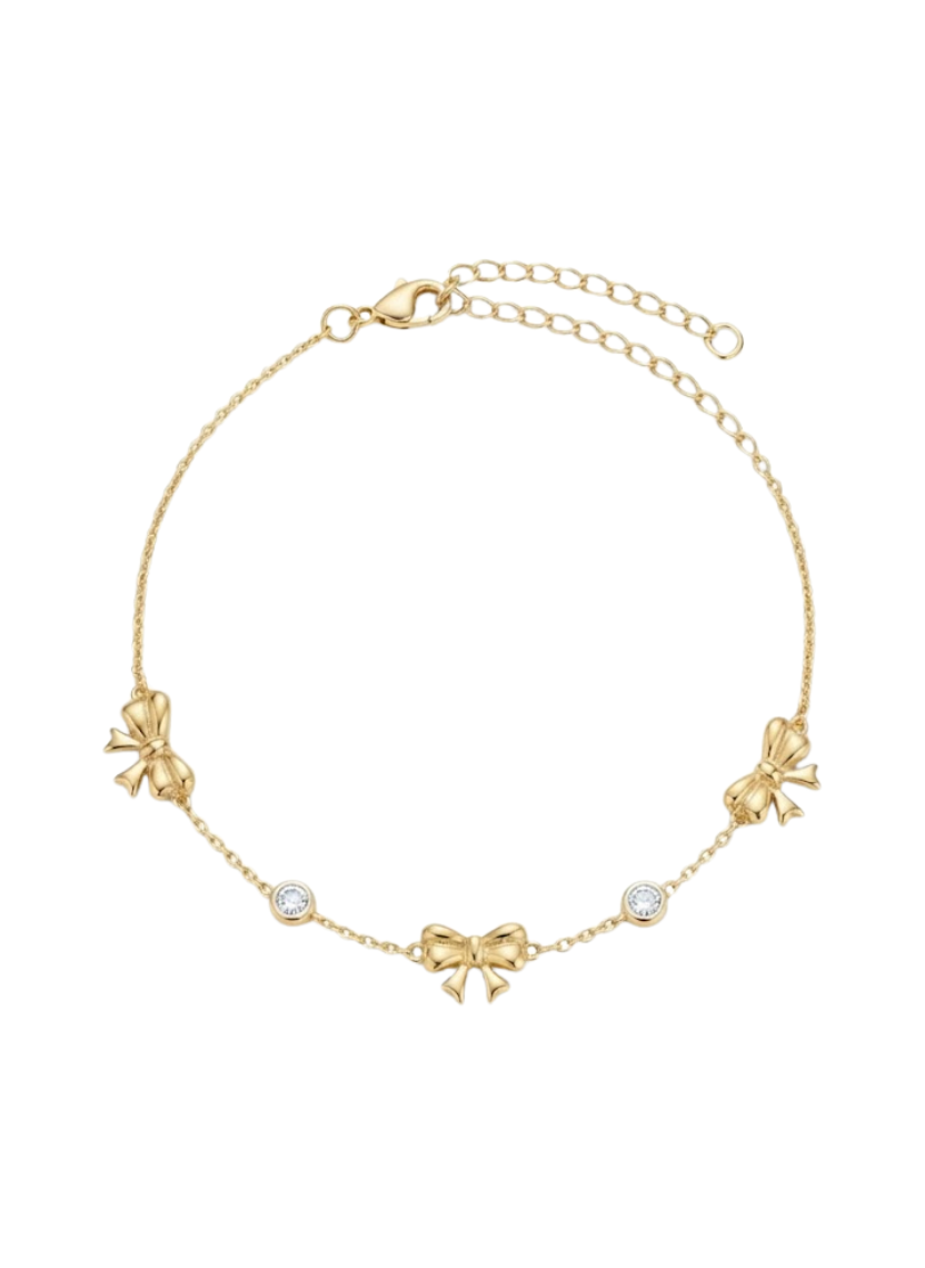 Delicate Gold Bow Charm Bracelet