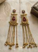 Golden Red Kashmiri Earring