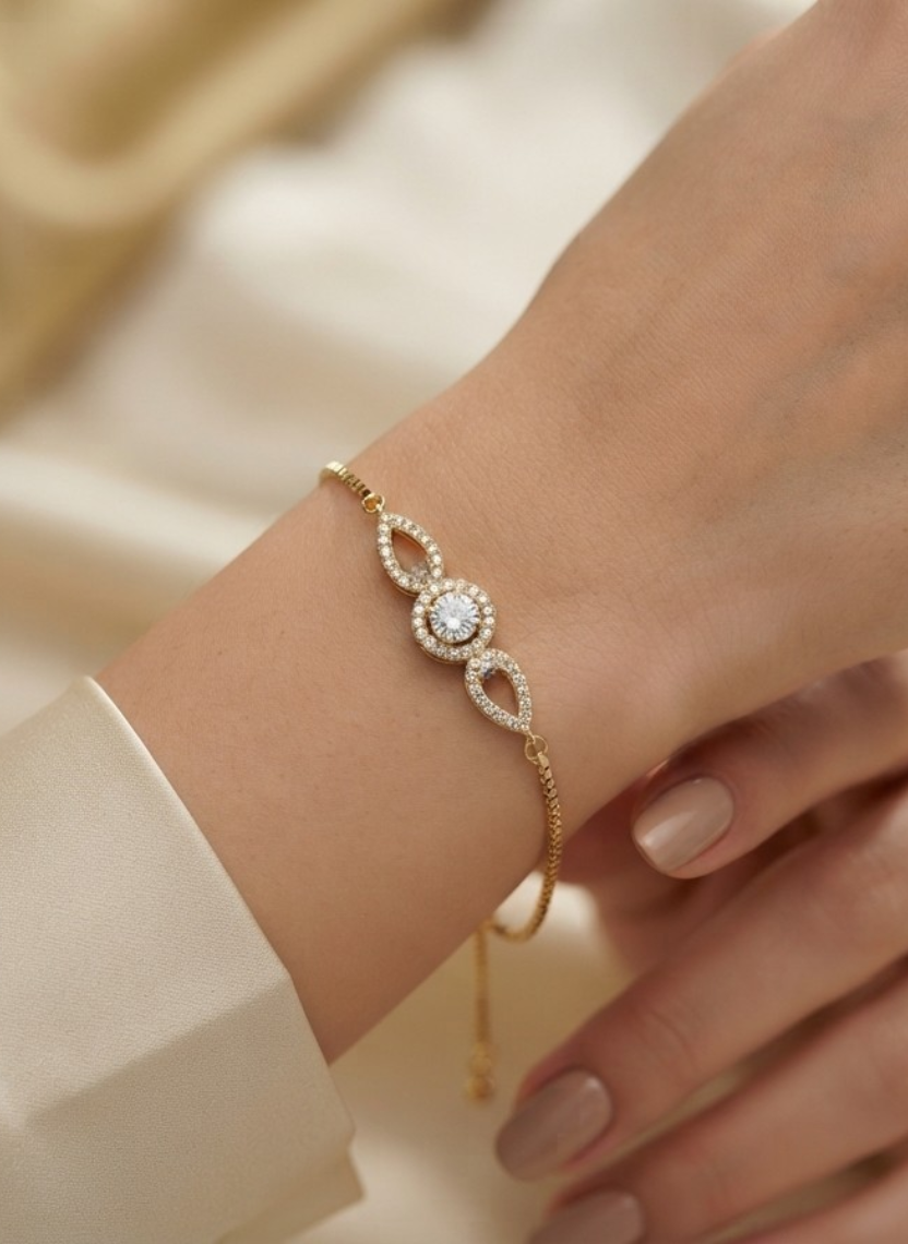 Gold Crystal Halo Bracelet