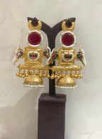 Kashmiri Golden Ruby Earrings