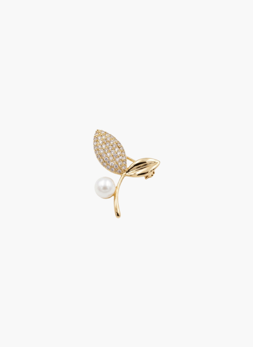 Elegant Ivory Leaf Brooch
