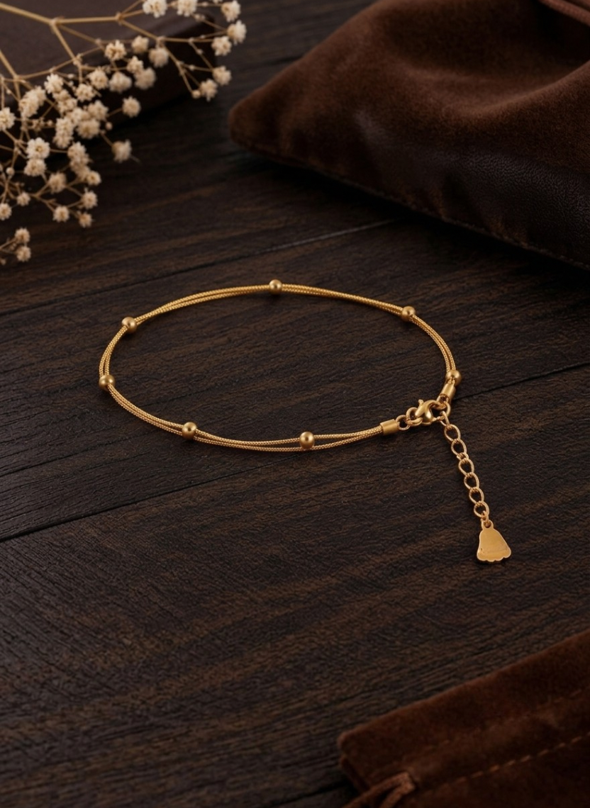 Gold Layered Bead Anklet