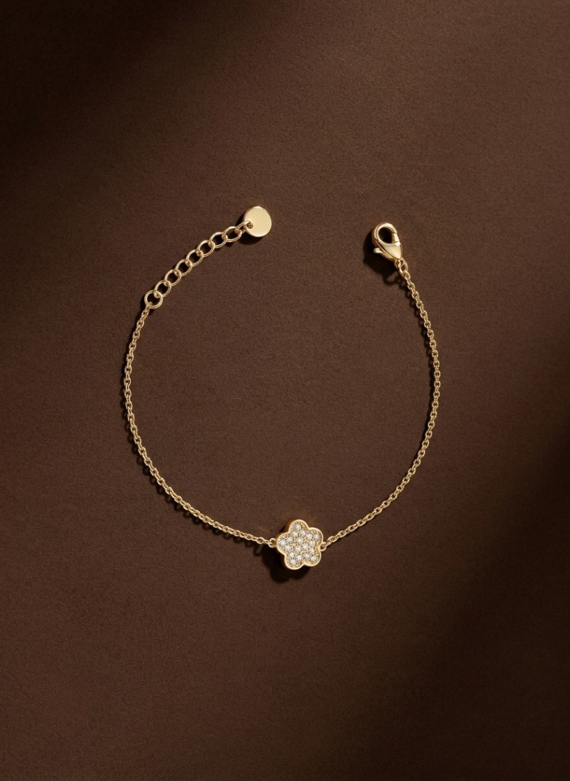 Gold Floral Charm Bracelet