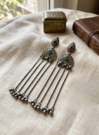 Dual Stone German Silver Earring