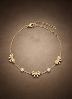 Delicate Gold Bow Charm Bracelet