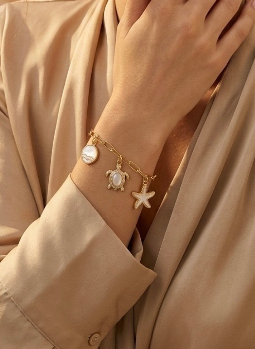 Gold Ocean Charm Bracelet
