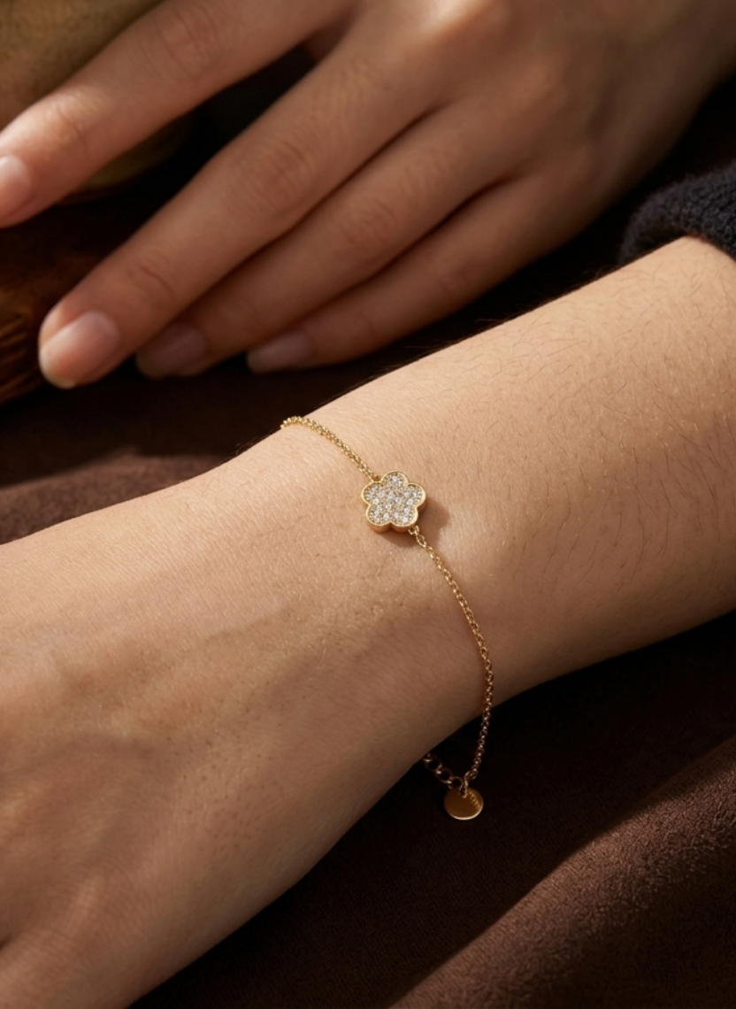 Gold Floral Charm Bracelet