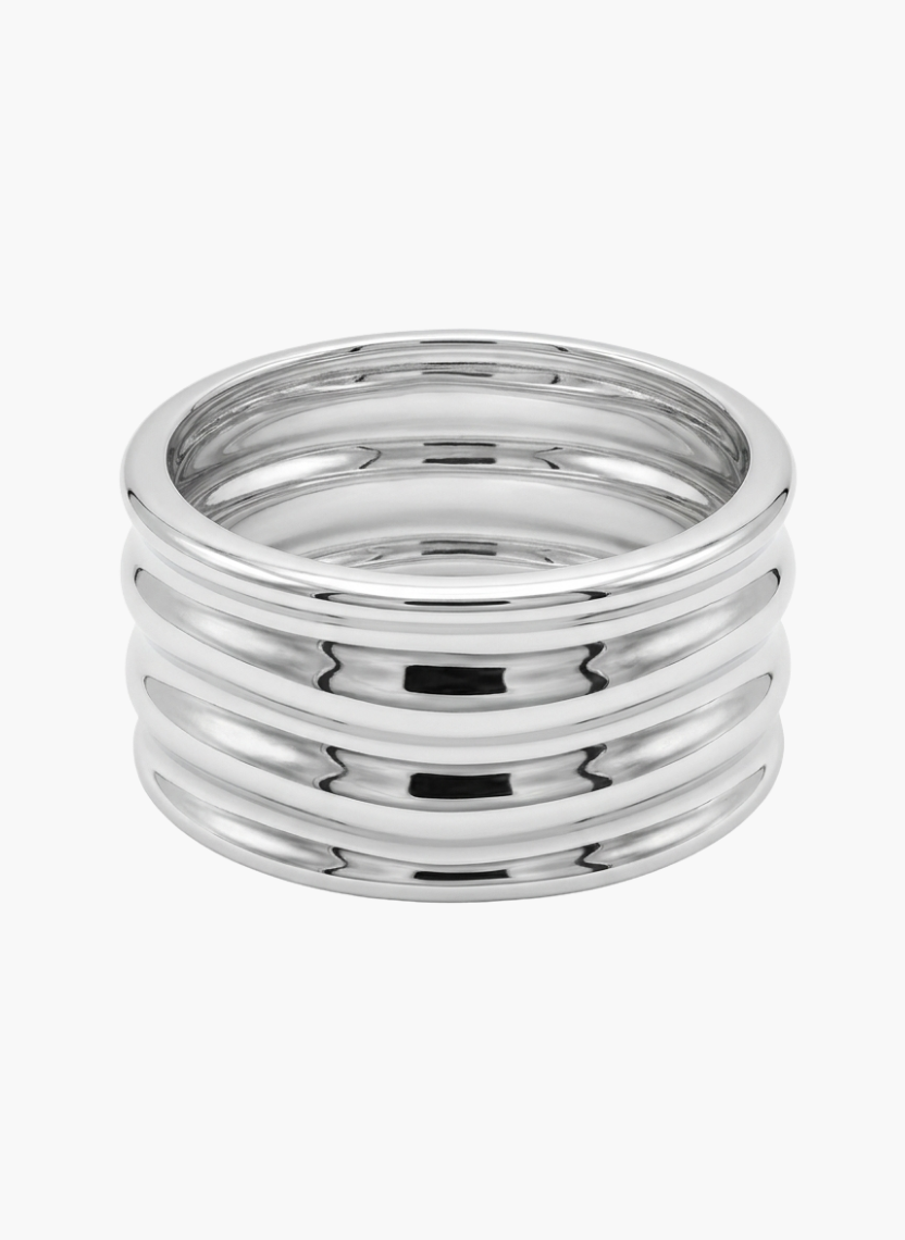 Silver Tiered Ribbed Kada