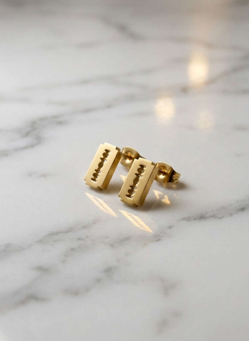 Golden Grid Earring Men’s Earring