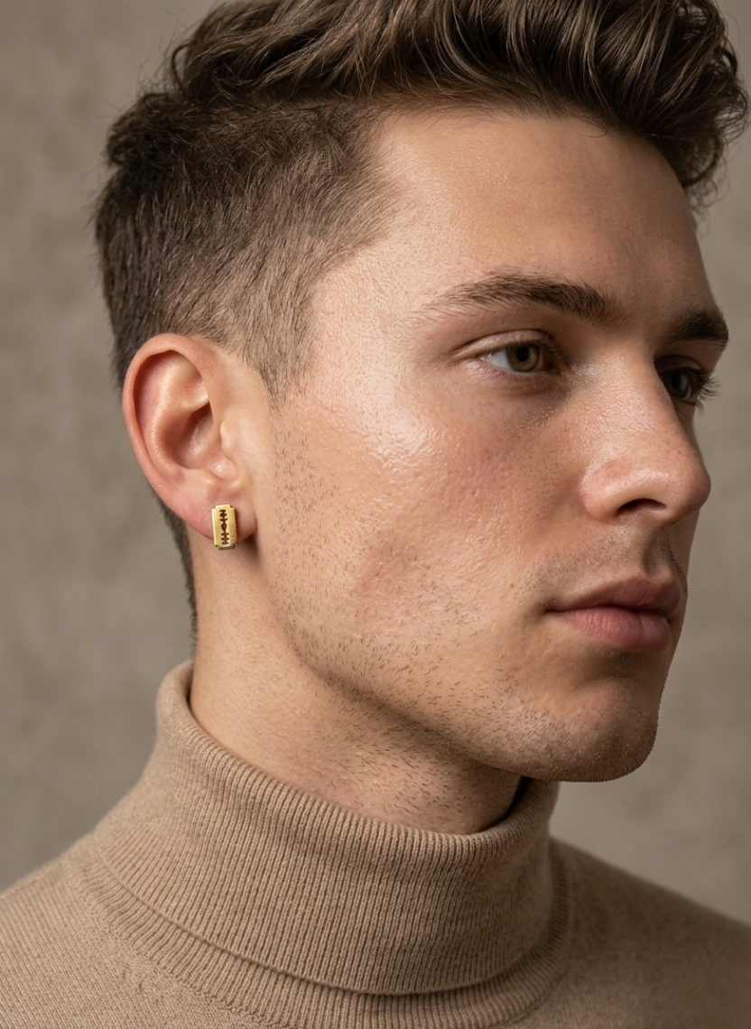 Golden Grid Earring Men’s Earring
