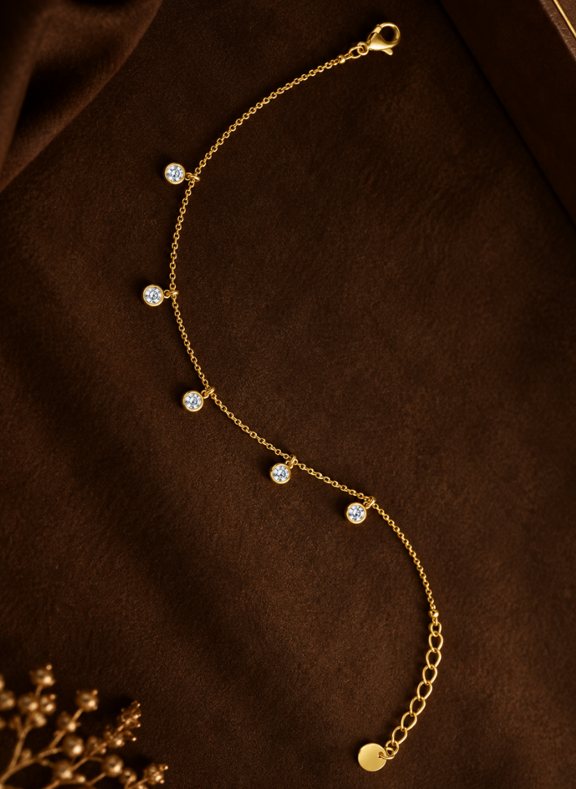 Gold Crystal Dangle Bracelet