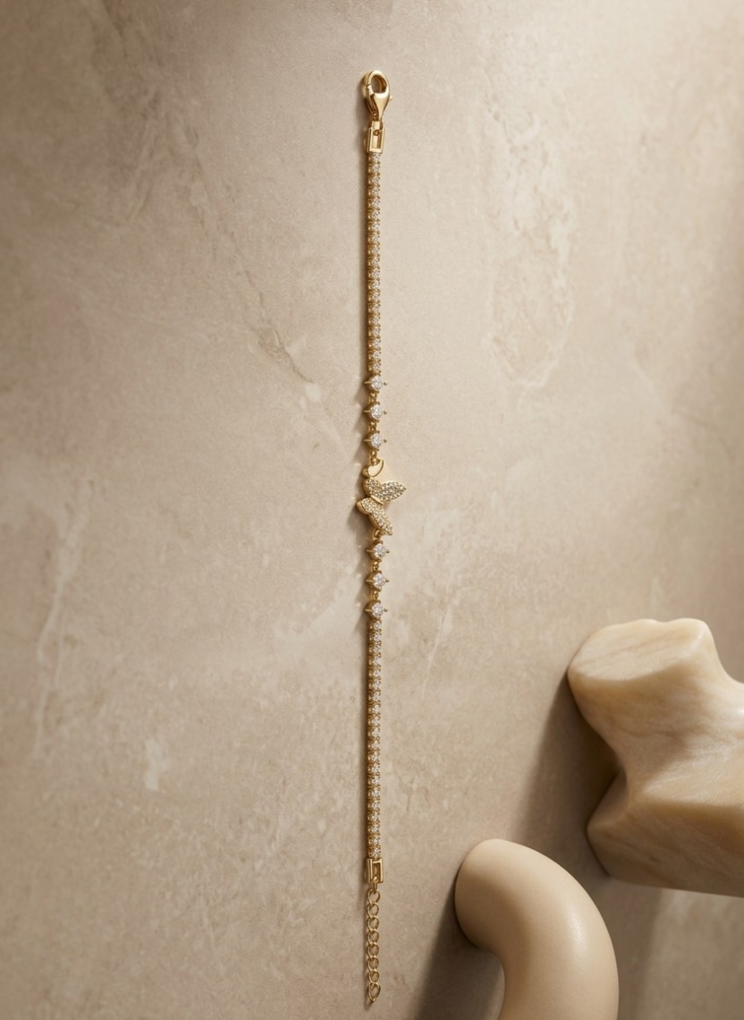 Gold Butterfly Tennis Bracelet