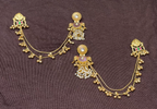 Royal Pink Kashmiri Earring with Ear Chain
