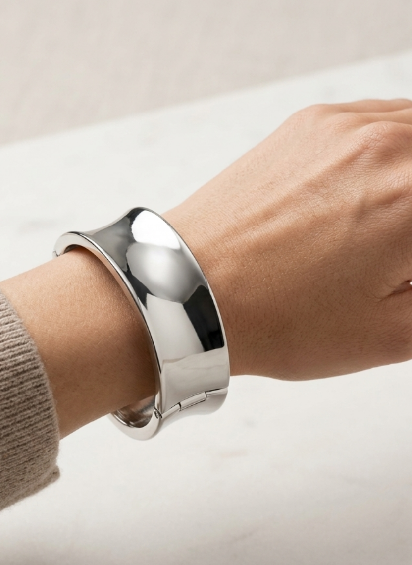 Silver Concave Hinged Kada