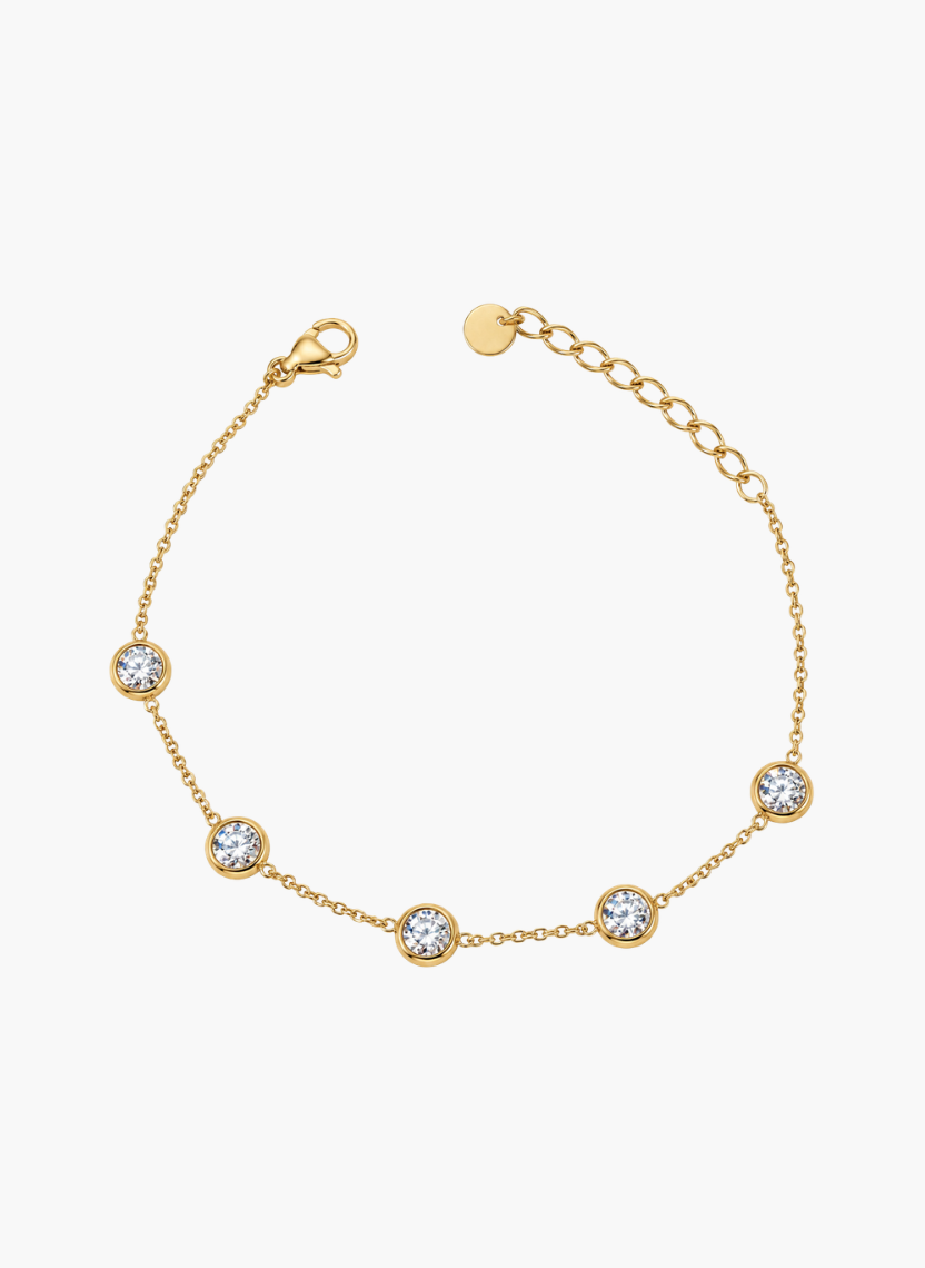 Gold Crystal Bezel Chain Bracelet
