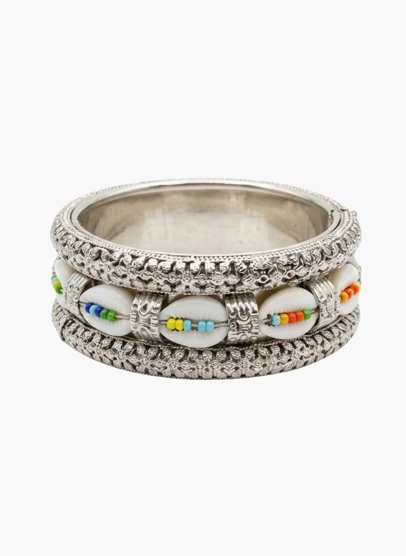 Boho Shell Oxidised Kada