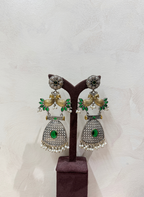 Green Grace German Silver Earrings