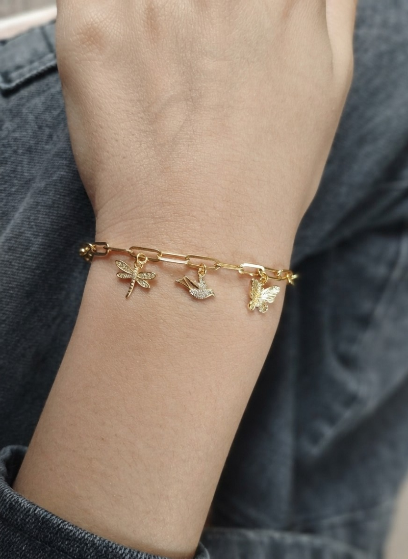 Gold Nature Charm Bracelet