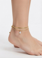 Gold Teardrop Crystal Anklet